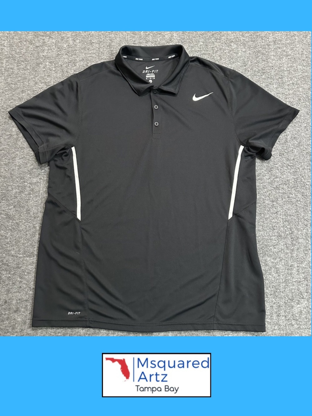 Nike Dri-FIT Tennis Polo Shirt Black XL Performance Athletic Golf Short Sleeve